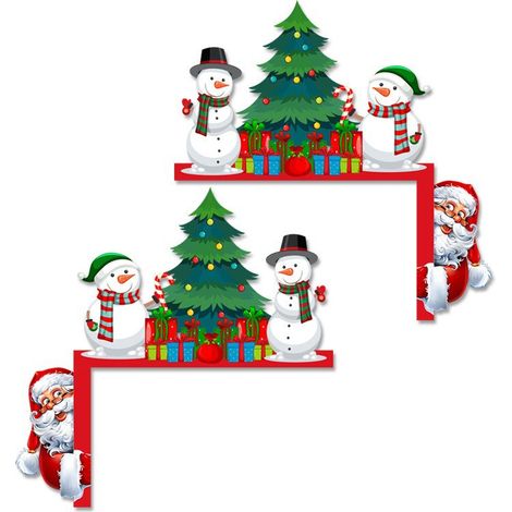 Décorations de Noël pour encadrement de porte, lot de 2 – Kit en bois avec Père Noël, sapin et bonhomme de neige, accessoires festifs DIY (1/5)