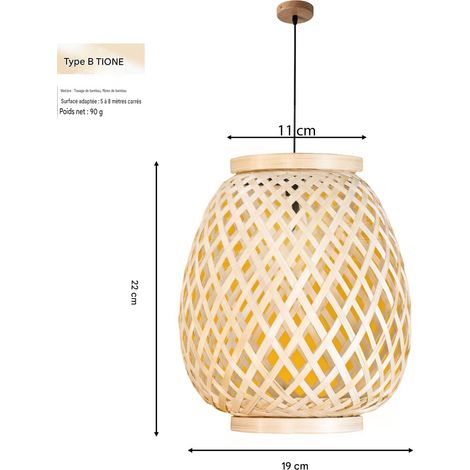 Abat-jour lanterne, suspension en bambou tressé, restaurant chinois, hébergement chez l'habitant, design artistique, abat-jour rétro et créatif en bambou et rotin tressés