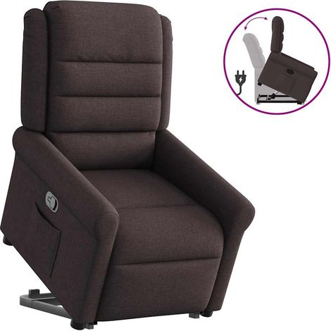 Sillón reclinable elevable tela marrón oscuro vidaXL (1/5)