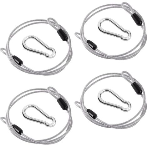 4 Pièces Câble de Sécurité 1m×3mm, Câble de Sécurité en Acier Inoxydable avec 4 Mousquetons, Câble en Acier Tressé à Double Boucle, Tressé à Boucle Câble Antivol pour Vélo, Bagages Plein Air, Voyages (1/5)