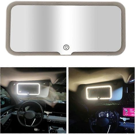 Pare-soleil de voiture, miroir de maquillage rechargeable avec lumière LED (1/4)