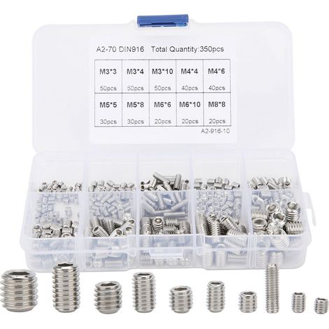 Lot de 350 Vis à Tête Creuse M3-M8 en Acier Inoxydable 304 - Kit de Fixation et Quincaillerie (1/5)