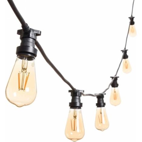 Guirlande guinguette ampoule vintage ST64 10M 2200K connectable extérieure câble noir (1/5)