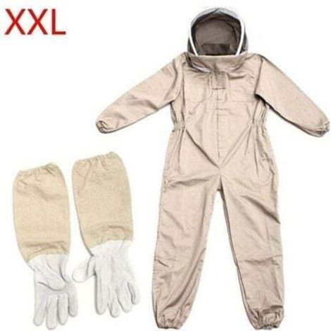 Tenue d'apiculture - Vêtement d'apiculture - Protection complète du corps - Gants pour débutants - Couleur café - Taille XXL-- (1/4)