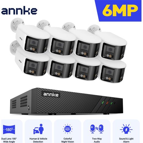 ANNKE Sistemade seguridad con cámara PoE de 8 canales y doble lente, visión nocturna inteligente de 180° y IP67 (1/5)