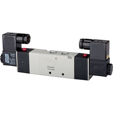 Riegler 5/3-Wegeventil elektropneum. Mitte belüftet, M5, 230 V, 50 Hz (1/3)