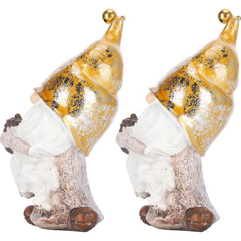 Lot de 2 statuettes de Père Noël en résine, décorations de Noël, barbe blanche, forêt, artisanat, cadeau
