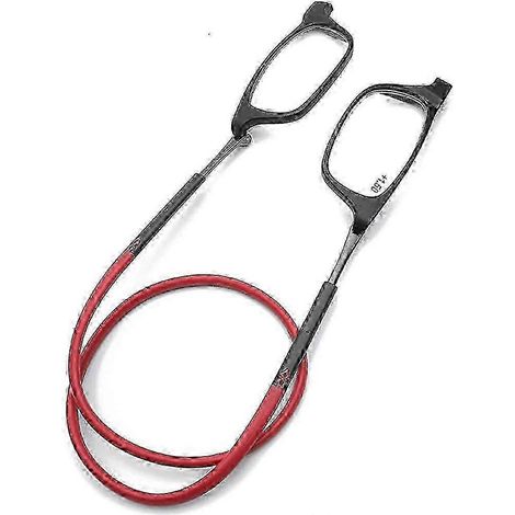 Lunettes de Lecture Pliables TR90, 5 Paires, 1.75x, Magnétiques au Cou, Léger et Confortable, Noir et Rouge (1/5)