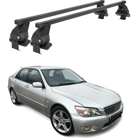 OMAC Dachträger Querträger Stahl für Lexus IS I XE10 1999-2005 – Abschließbar – City-Crash-getestet – DIN 75302:2019 – ISO/PAS 11154:2006 – Max. 50 kg Schwarz (1/5)
