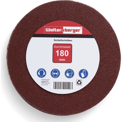 Woltersberger® 50 dischi abrasivi Ø 180 mm, grana P40, P80, P100, P180, P320, senza foro in rosso, per una levigatura ottimale, versatile (1/5)