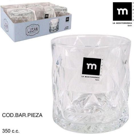 35 cls vaso agua cristal tallado tipo vintage lusan lamediterranea - caja 6 unidades