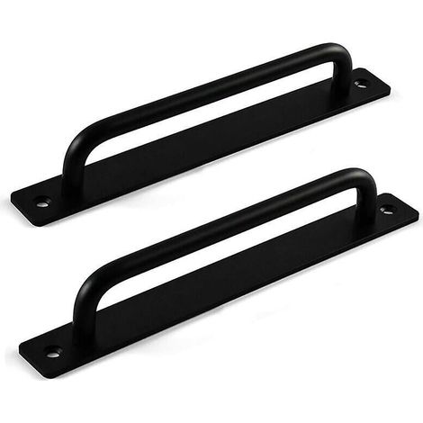 Exterior Gate Handle, Sliding Door Handle, Barn Door Handle, Hardware Door Handle for Wooden Door (2 Pieces, Black, 7.08 x 1.41 x 0.98 Inches)