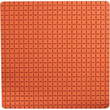 Alfombra de ducha antideslizante caucho reciclable QUADRO 54x54cm Naranja MSV (1/5)