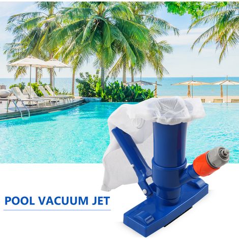 Aspirateur à jet pour piscine brosse nettoyante subaquatique avec poignée à clip sac à cordon élimine débris coins outil nettoyage idéal piscine hors sol gonflable spa jacuzzi étang cascade (1/3)