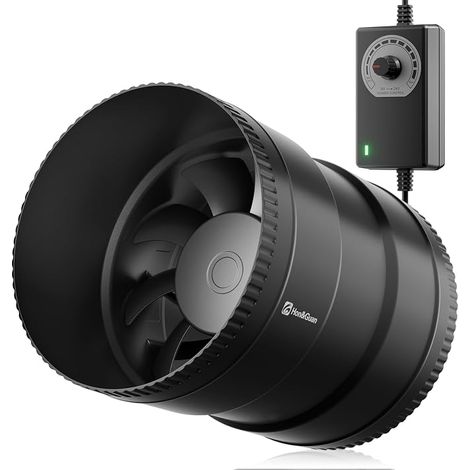 Hon&Guan Ventilateur Extracteur en Ligne 150mm 19W 587 m³/h Ventilation Extracteur Air avec Variateur Ventilation Cave Humide, Garages, Culture Hydroponique (1/5)
