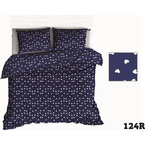 Funda de almohada 50x60 R124 corazones azul marino corazones blancos 317D