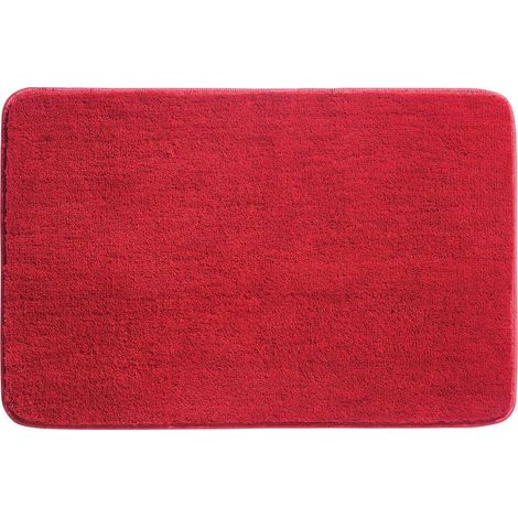 Tapis de Bain, Antidérapant Tapis Salle de Bain Épaissi Tapis Sortie de Douche Absorbant Tapis de Sol Ultra Doux en Microfibre, Rouge, 80 x 120cm (1/4)