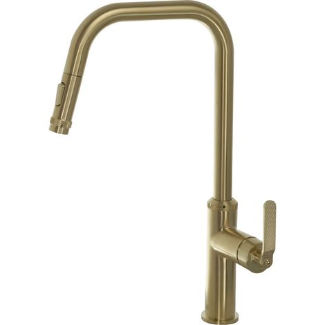 JTP Decor Kitchen Sink Mixer Tap Pull Out Single Lever - Brushed Brrass