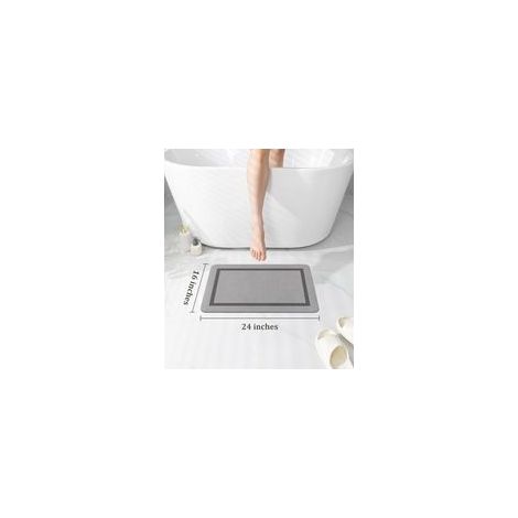 Tapis de bain antidérapant pour baignoire, 61 cm x 41 cm, gris (1/4)