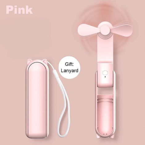 Ventilateur portable 2000 mAh rechargeable par USB, 3 vitesses, mini ventilateur pliable de poche, idéal pour les voyages, avec batterie externe intégrée.-AquaForge (1/5)