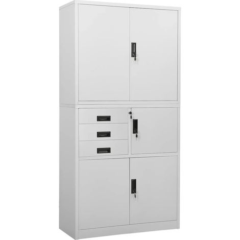 vidaXL Armadio per Ufficio Grigio Chiaro 90x40x180 cm in Acciaio