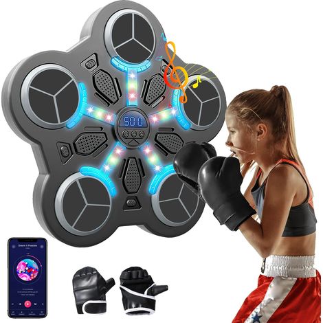 Entrenador de boxeo, conectividad Bluetooth, modos de ritmo interactivos, con guantes. (1/2)
