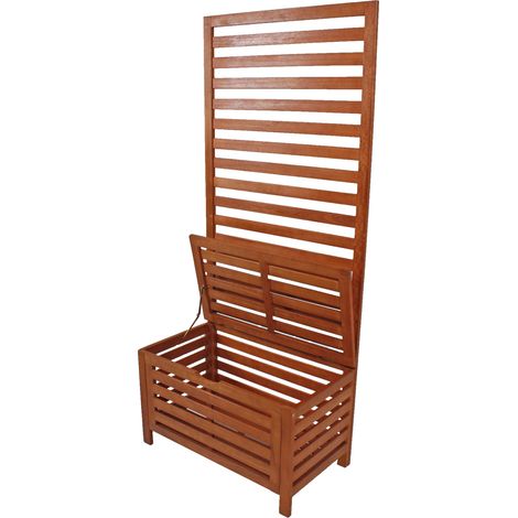 Sichtschutz-Bank Truhe Eukalyptus Gartentruhe 45x 80 x 180 Braun, Sitzbank, Holzbank, Gartenbank, Sichtschutztruhe, Gartenmöbel