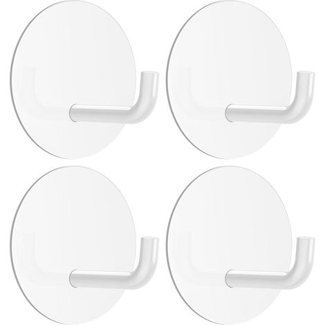 (4 pièces) Crochets porte-serviettes ronds auto-adhésifs - étanches - adaptés à la cuisine et à la salle de bain - acier inoxydable (1/5)