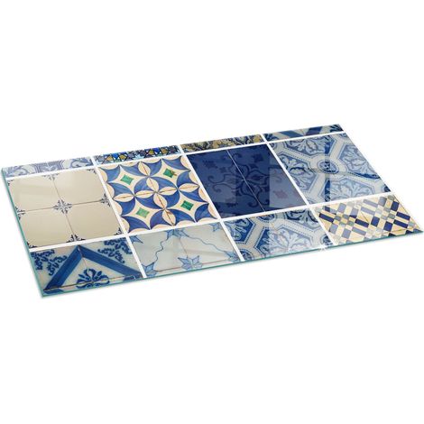 Plaque de protection de sol en verre pour cheminée ou poêle moderne anti-chaleur et étincelles Motifs de carreaux en céramique 125x50 cm (1/5)
