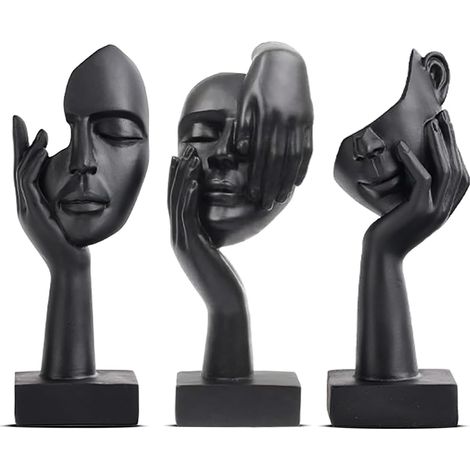 Sculptures Décoratives Abstraite, Statuette Decoration, Sculpture Moderne, Décoration de la Maison, Statue Decoration Modernes pour Intérieurs, Salon, Bureau - Noir (1/5)