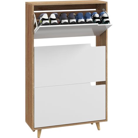 Scarpiera Salvaspazio a 3 Cassetti con Ripiano Regolabile per 18-24 Paia di Scarpe, 72x24x119cm, Bianco