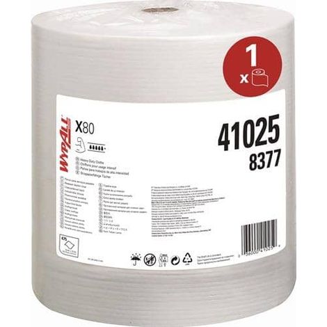 KIMBERLY-CLARK Wischtuch WYPALL X80 8377 L.ca.315xB.ca.310mm weiß 1-lagig 475 Tü./Rl. (1/2)