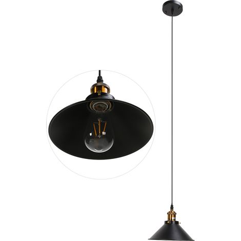 Plafonnier industriel rétro simple en fer forgé noir E27, cage métallique suspendue, 85-240V (1/5)