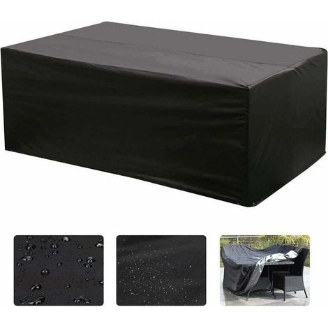Oferta de FOREHILL: Funda rectangular Oxford para muebles de jardín, ideal para mesas de patio y muebles de exterior, con protección UV (negra) – 180 x 120 x 74 cm (1/5)