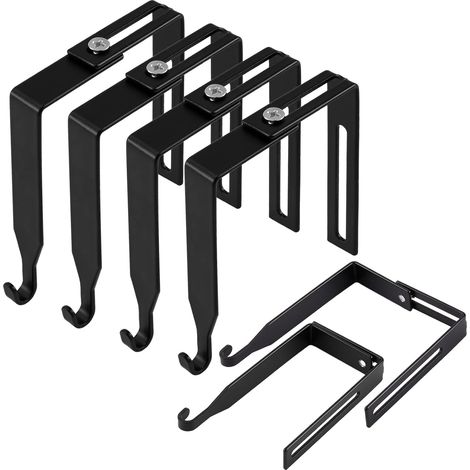Set mit 4 verstellbaren Universal-Türhaken für Metalltrennwände (schwarz)