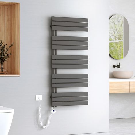 EMKE Elektrisch Badheizkörper Plattenheizkörper Handtuchhalter Handtuchtrokner Handtuchheizkörper inkl Heizstab mit timer Anthrazit 1320x600mm