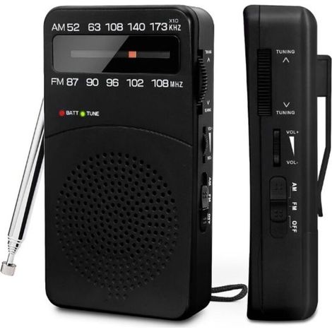 Radio Portable, AM(MW)/FM Radio a Pile, Transistor Radio de Poche avec Excellente Réception, Bouton de Réglage avec Indicateur de Signal,Mini Radio Portable (1/5)