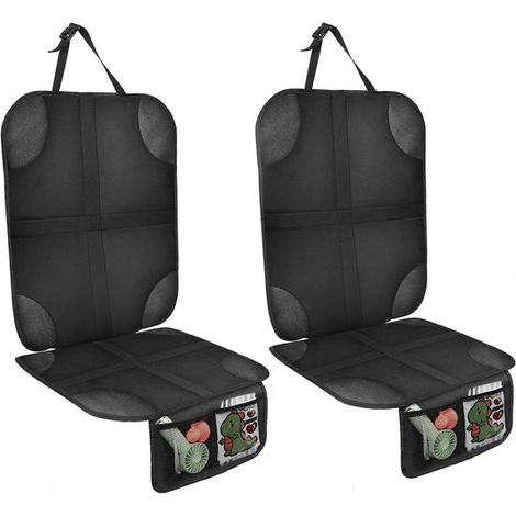 Set di due protezioni per seggiolini auto, impermeabili e antiscivolo, con due borse portaoggetti, per SUV, berlina e bagagliaio, realizzate in pelle e tessuto. (1/5)