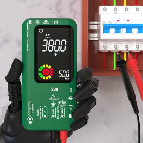 Multimètre numérique haute précision BSIDE S30 avec écran couleur rechargeable et fonction de mesure de température infrarouge - Multimètre pour électricien (1/5)