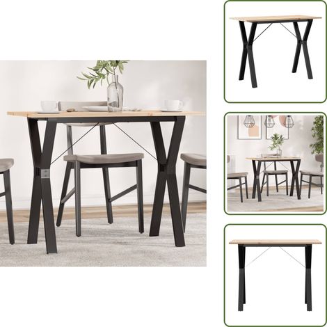 Table à manger cadre en Y 100x50x75 cm bois de pin massif acier - Table À Manger - Table De Salle À Manger - Table Ronde - Table Rectangulaire - Bois Massif (1/5)