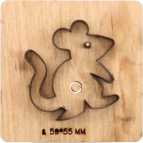 Matrice de découpe cuir forme souris, lame en acier allié, base bouleau 59x55mm, poinçon de gaufrage pour loisirs créatifs (1/5)