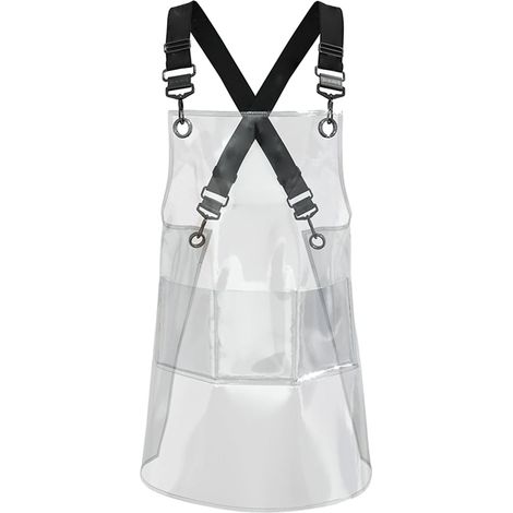 Tablier De Travail Transparent - En TPU - Pour Cuisine Coiffure Barbecue Restauration - 60 Cm - Ruban Noir (1/5)