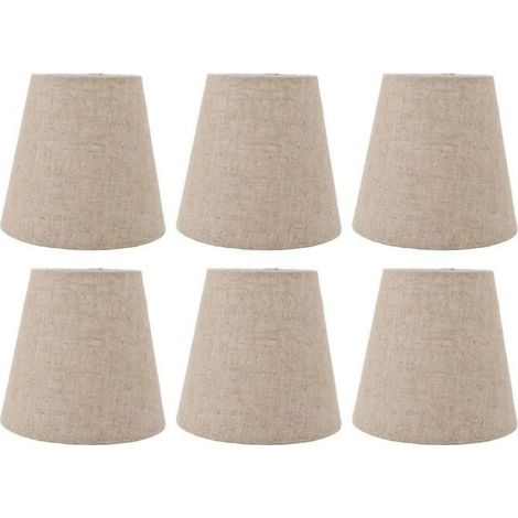 Lot de 6 petits abat-jour à pince en lin pour lampes à bougies, accessoires d'éclairage (1/4)