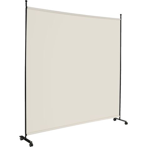Pannello divisorio singolo con ruote bloccabili, Paravento da interno portatile da soggiorno 184x184cm Beige (1/4)