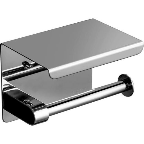 Silver Toilet Paper Holder, Wall Mounted Toilet Paper Holder with Mobile Phone Holder (1/4)