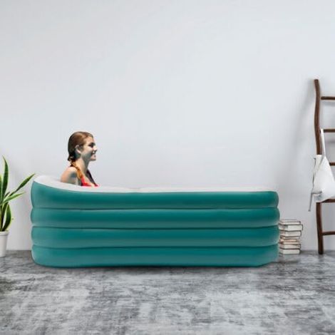 Baignoire gonflable 152 x 82 x 57 cm - Pliable et portable - Rectangulaire - Avec pompe électrique - Pour adulte - Pour douche et vapeur