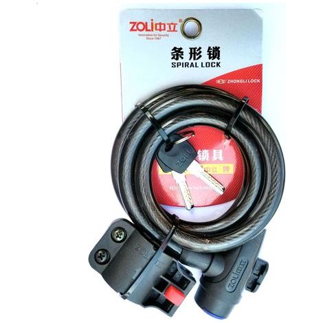Candado para bicicleta, cable en espiral con llave, candado para bicicleta con soporte, longitud 120 cm (1/5)