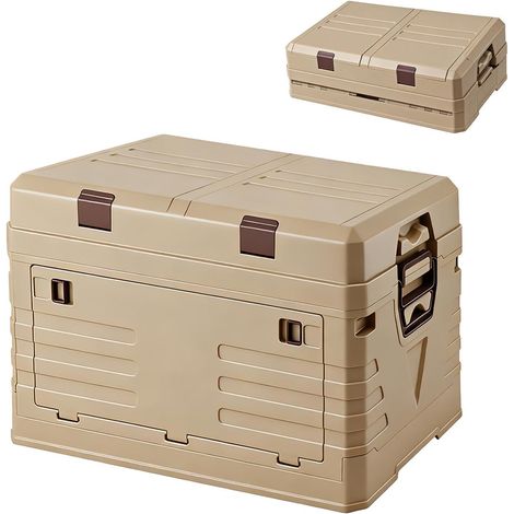Boîte de rangement pliable 60L avec couvercle, Grande boîte pliable extra large avec cadre renforcé, Gain de place, se plie pour voiture, camping, maison et jardin (57,5 x 22 x 40,5 cm) (1/5)