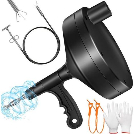 Furet Deboucheur Canalisation Professionnel 10M,Pipe Nettoyage Spiral Furet Deboucheur Evier,Sonde De Debouchage Pour Canaux[RD122] (1/5)