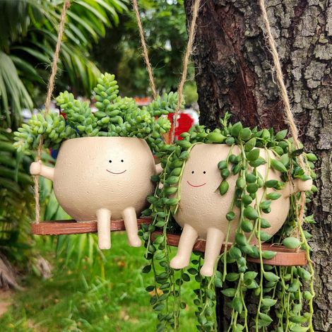 de jardinières pivotantes en pour plantes succulentes fleurs suspendues - Cadeaux la famille et les amis Lot 2 résine (1/5)